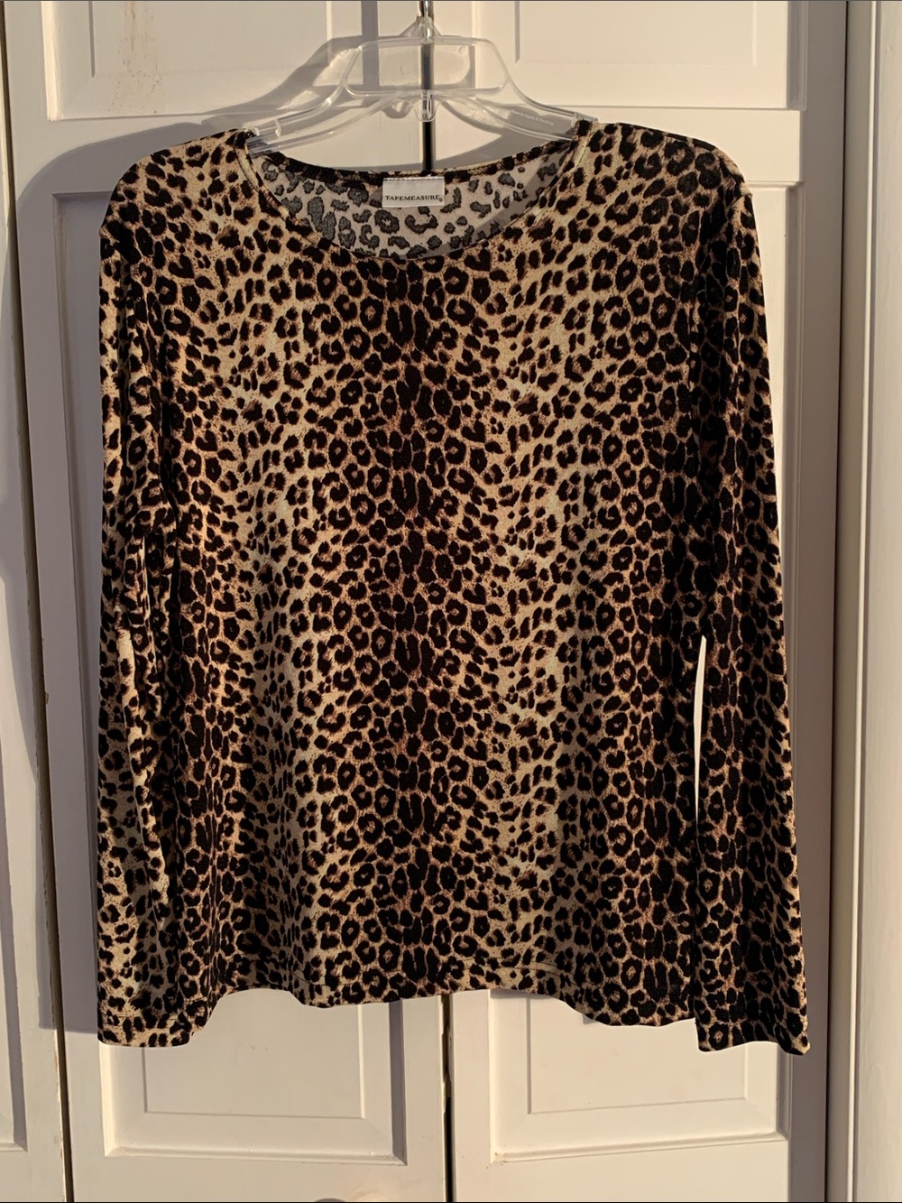 Tapemeasure Leopard-Print Long Sleeve Blouse - Brown/Black EUC